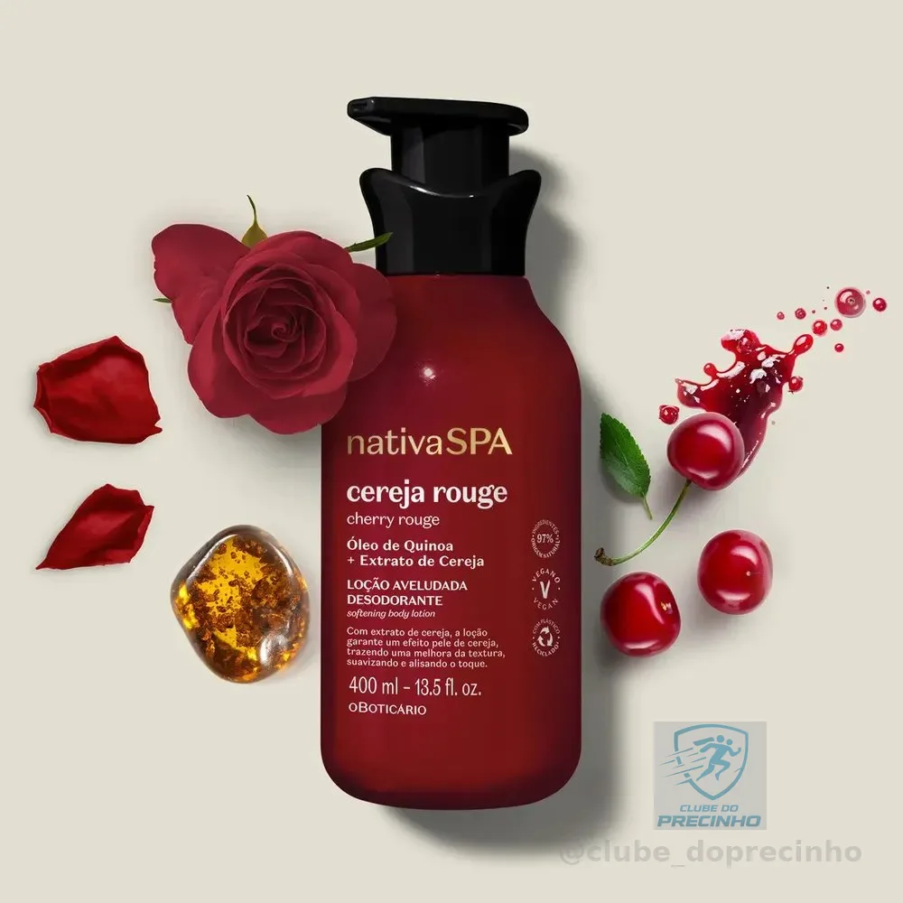 Loção hidratante Cereja Rouge 400ml OBoticário Nativa Spa