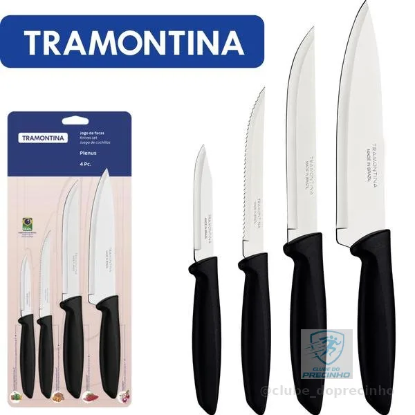 Jogo De Facas Tramontina Plenus 4 Peças Em Aço Inox