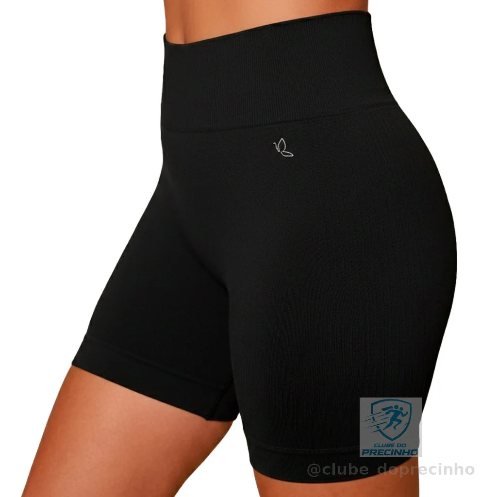 Short Fitness Feminino Poliamida Sem Costura Benévola Cós Alto Bermuda Academia Sem Transparência