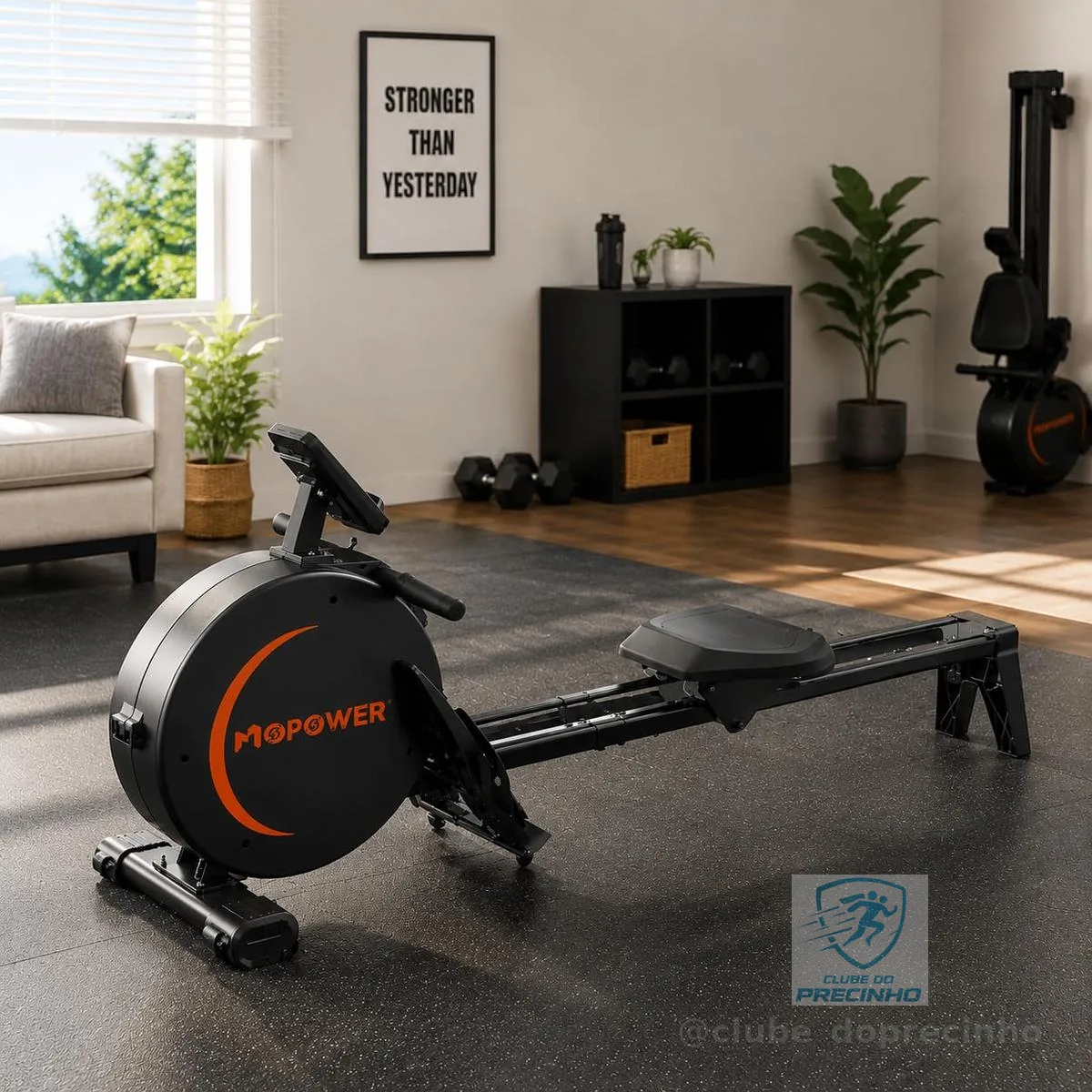 Remo Magnético Indoor Doméstico 8 Níveis – Trilho de Alumínio 1 m, Movimento Silencioso, Suporte para Tablet, Capacidade de até 150 kg