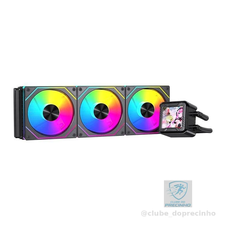 Water Cooler Acegeek CryoScreen 360, ARGB, 2.8 inch LCD, 360mm, Preto, AG-CRYOSCREEN360-BK