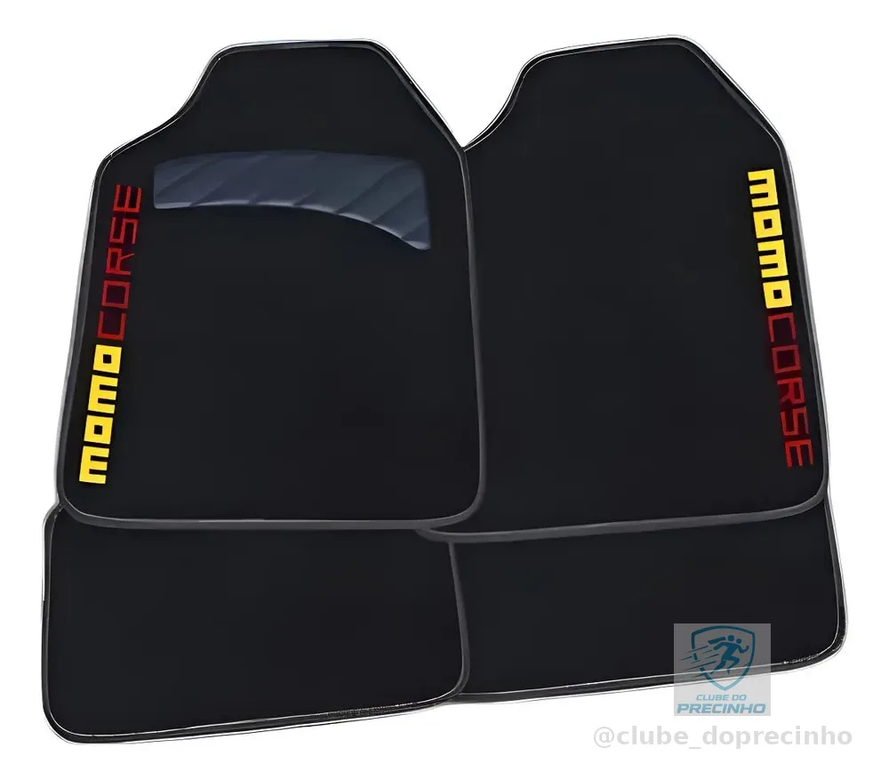 Jogo Tapete Carpete Automotivo Momo Corse 4 Peças Amarelo/vermelho