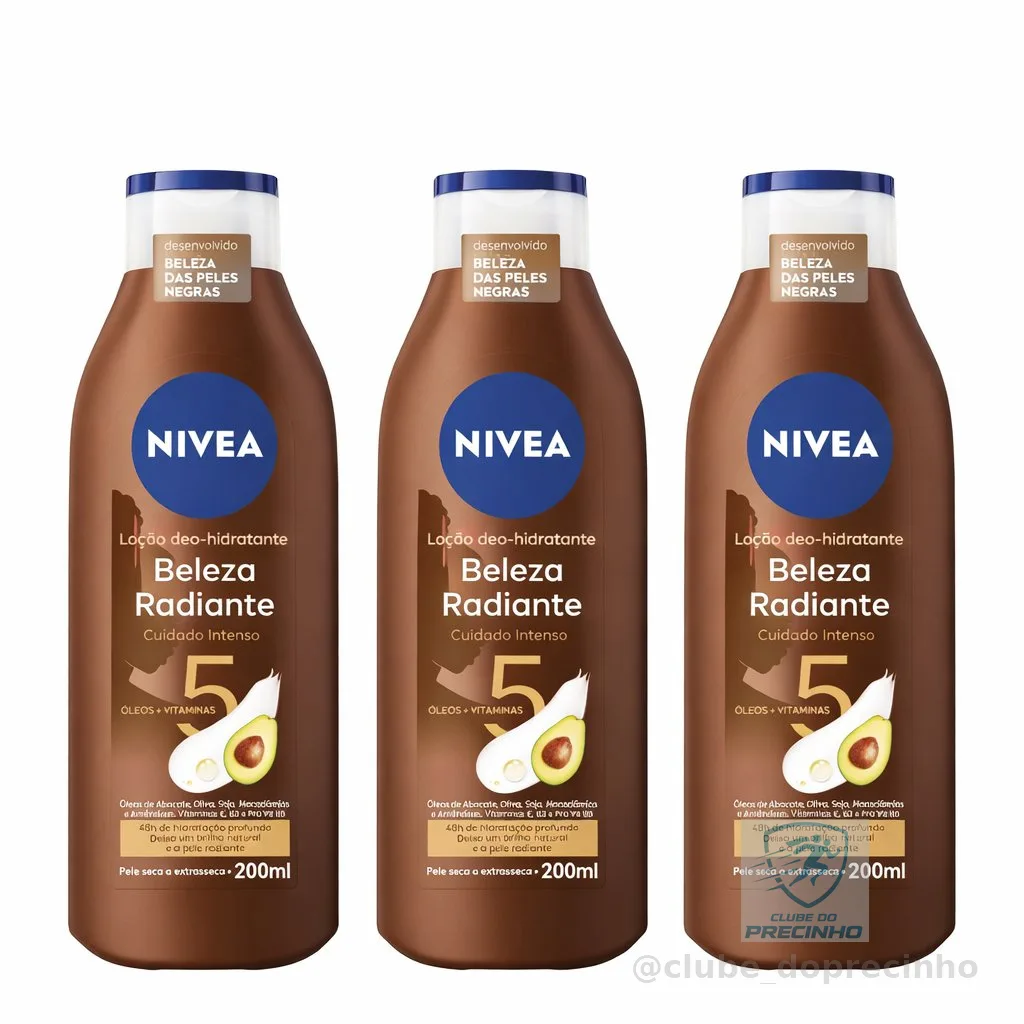 KIT NIVEA Hidratante Desodorante Beleza Radiante Cuidado Intenso 200ml - 3 unidade