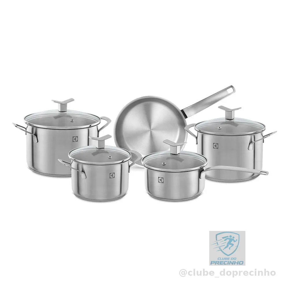 Jogo de Panelas Electrolux Inox com 5 Peças Design com Fundo Triplo