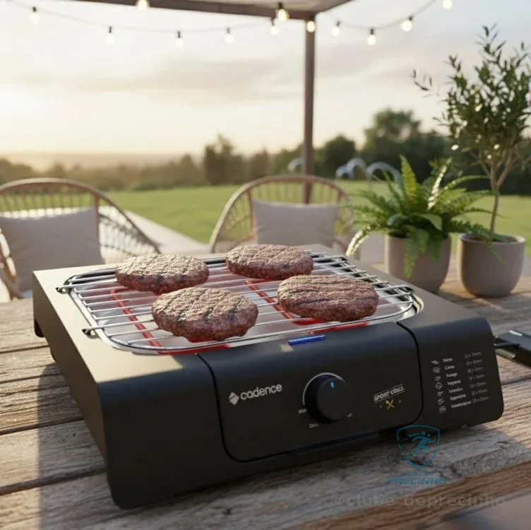 Churrasqueira Grill Eletrica Cadence Short, 1200W, Preto, 220V, GRL805