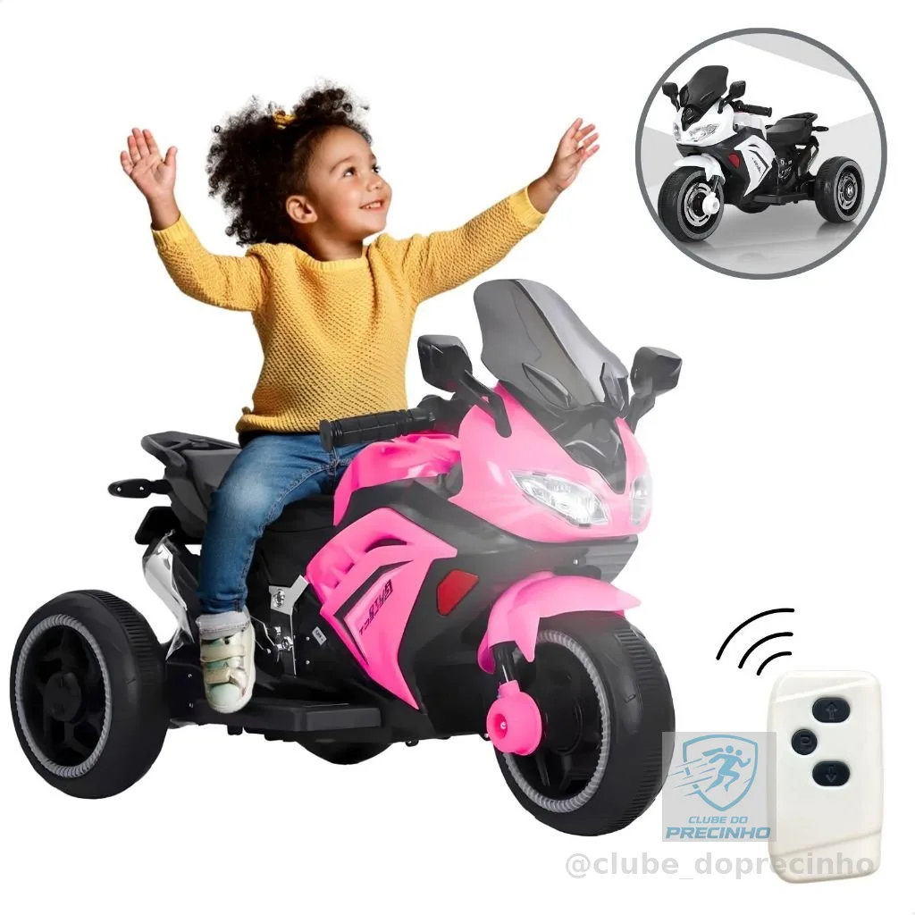 Moto Elétrica Infantil com Controle Remoto Menino Motinha Triciclo Passeio Brinquedo