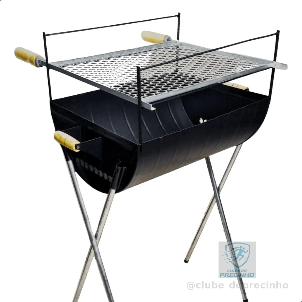 QUEIMA DE ESTOQUE! Churrasqueira a Carvão 96cm Com Grelha Inclusa em Aço Reforçado Espetinho Grande