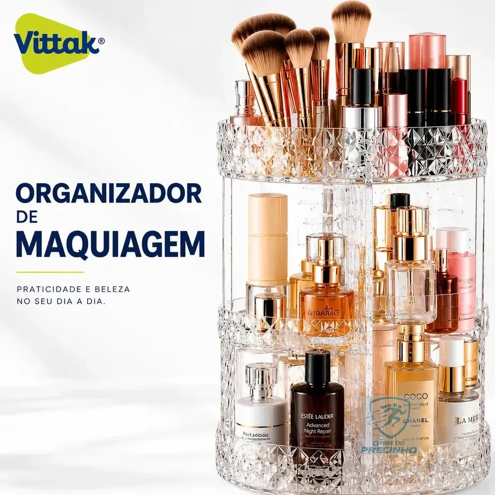 Vittak Organizador Maquiagem Cosméticos Batom Acrílico Giratório 360º Ajustável