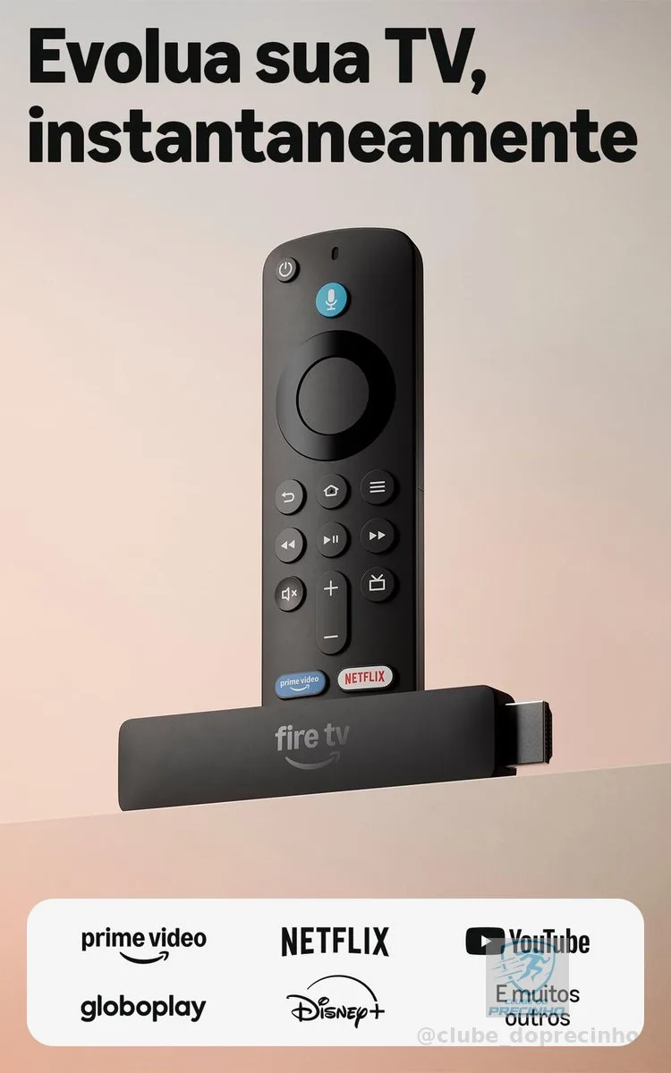 Amazon Fire TV Stick HD (modelo mais recente), Controle Remoto por Voz com Alexa, alimentado pela TV, com configuração simples e Acesso Antecipado à Alexa+