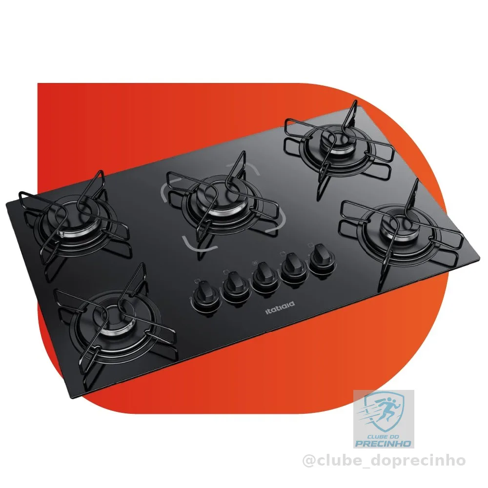 Cooktop Itatiaia Essencial 5 Bocas Mesa Vidro Preto Bivolt