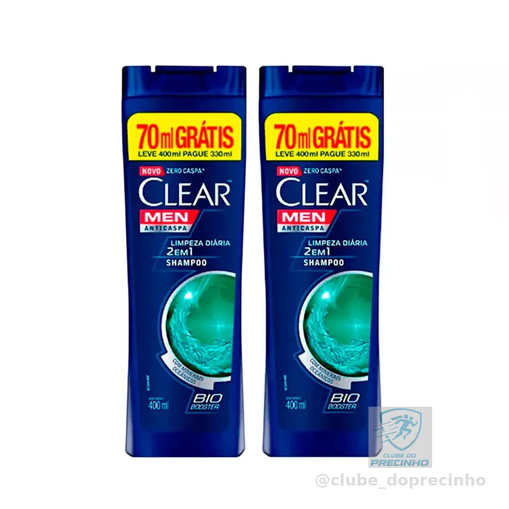 Kit Shampoo Clear Anti-Caspa Limpeza Diária 2 Em 1 Leve 400ml Pague 330ml - 2 Unidades