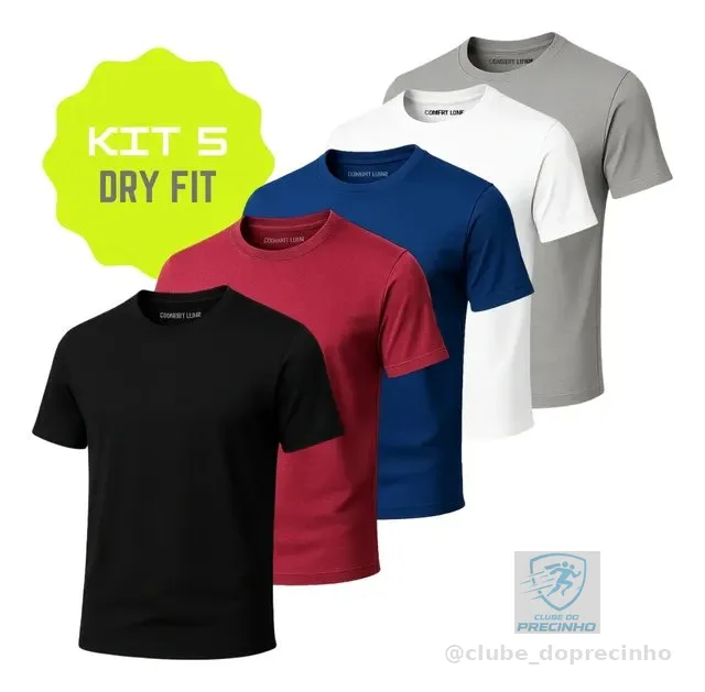Kit 5 Camisa Masculina Termica Academia Dry Fit Malha Fria