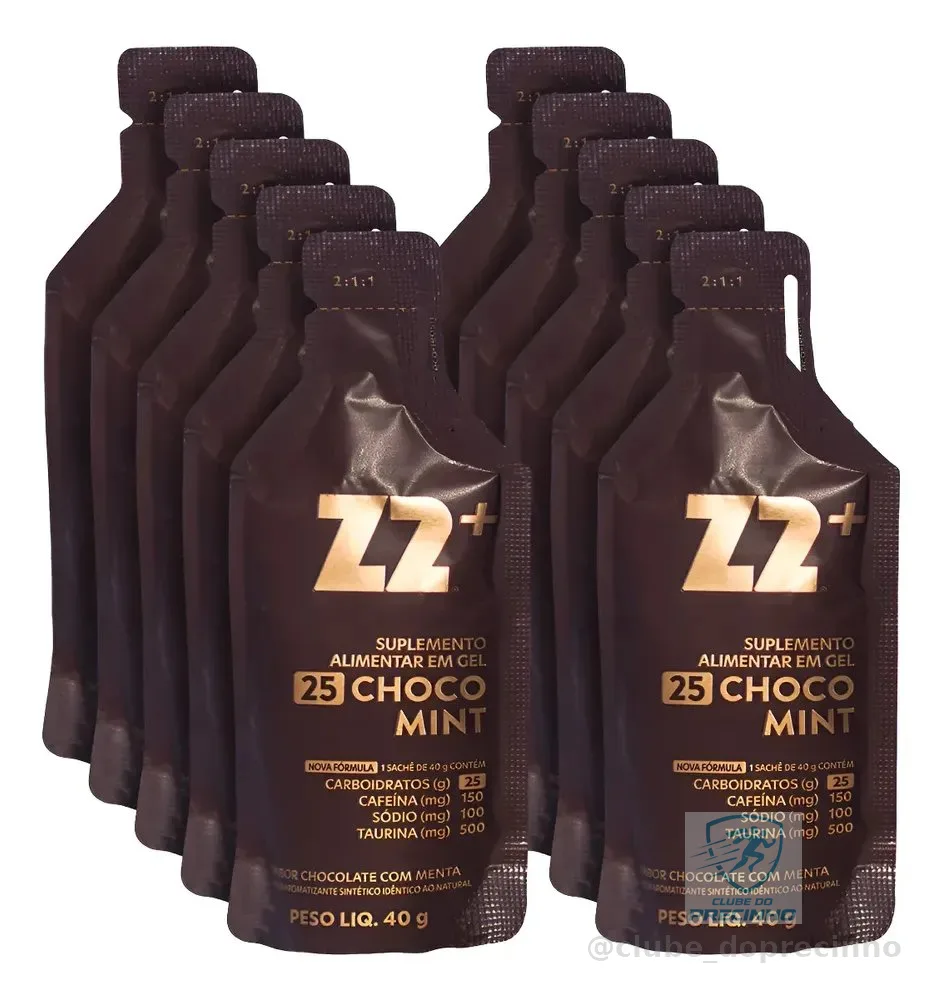 Energy Gel Z2+ Choco Mint Box 10 Unidades Sachê 40g Choco Menta