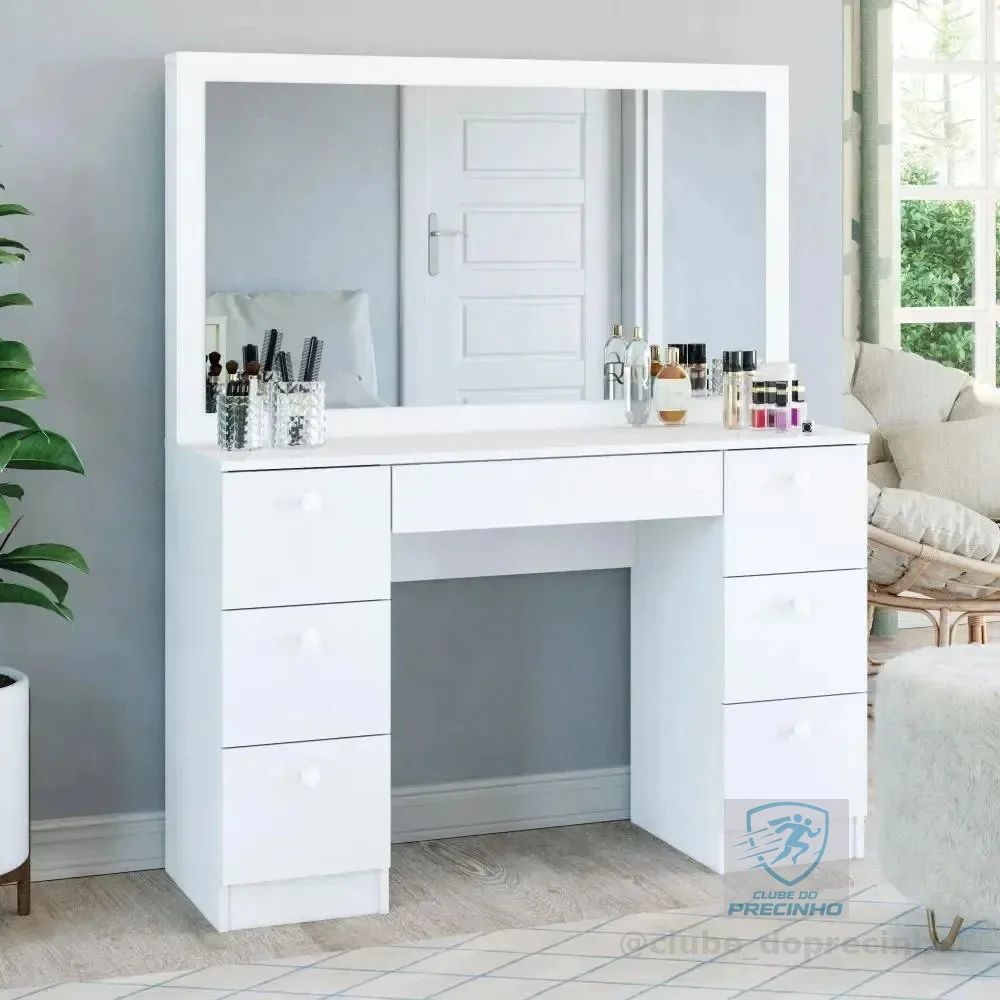 Penteadeira Ditália 7 Gavetas Pe-80 Branco Uv Acetinado