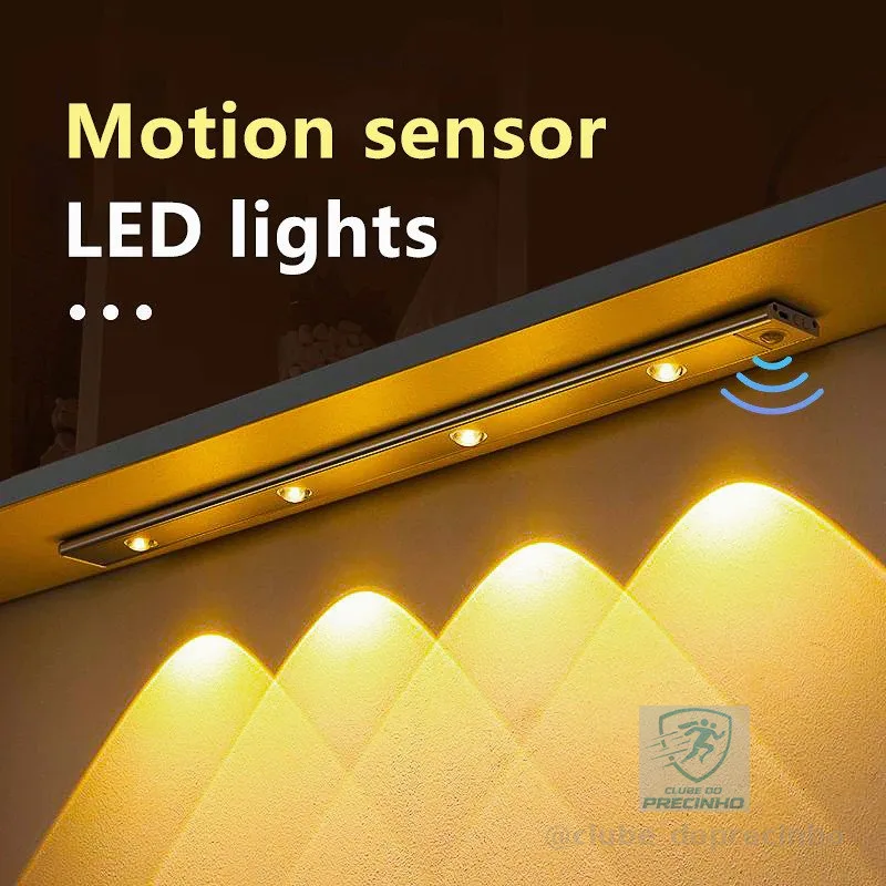 20/40/50/60/80cm Luz de LED com Sensor para Armário  Ultra Fina 3 Cores 2MODE Recarregável BOMSTORE
