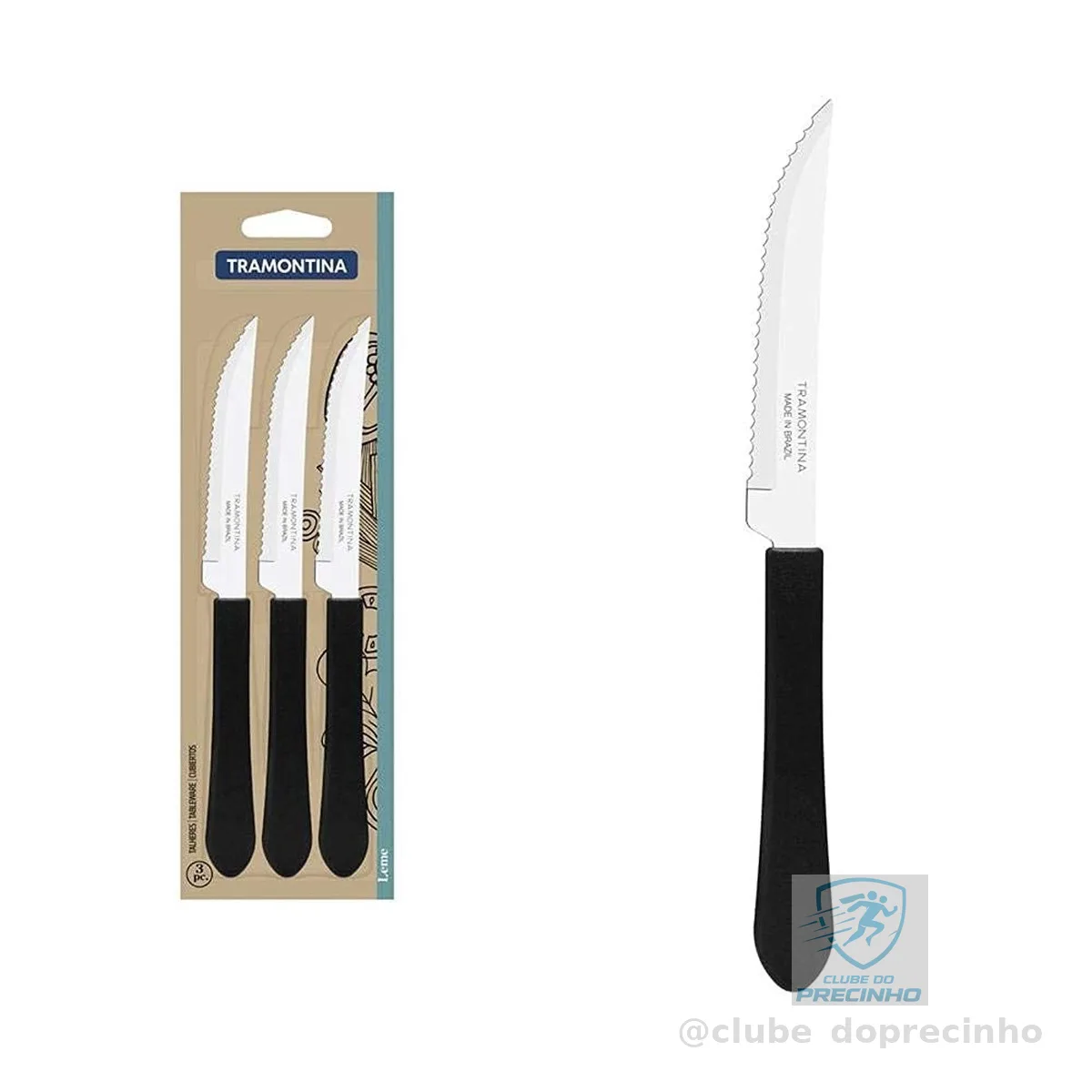 Conjunto 3 Facas Inox, Preto, Tramontina
