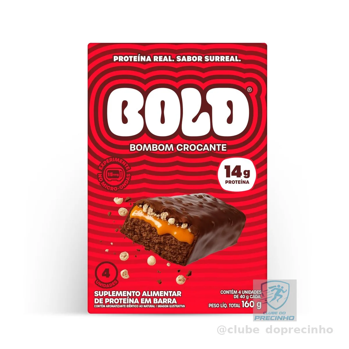 Bold Barra de Proteina Bombom Crocante 14g Kit com 4 Unidades