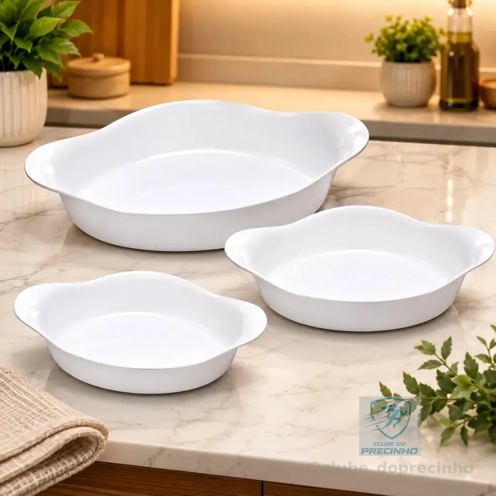 Marinex Conjunto De Assadeiras Oval Opaline 3 Peças Branco Branco