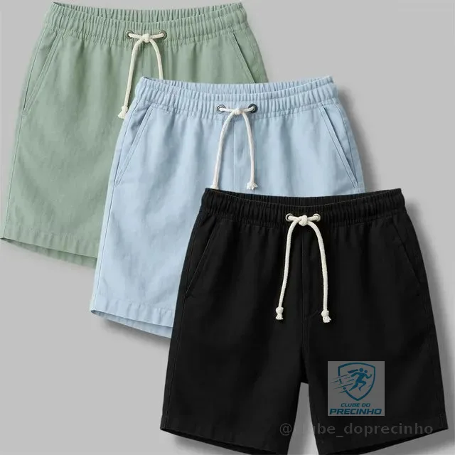 Kit 3 Shorts Masculino Bermuda Linho Verão Envio Imediato