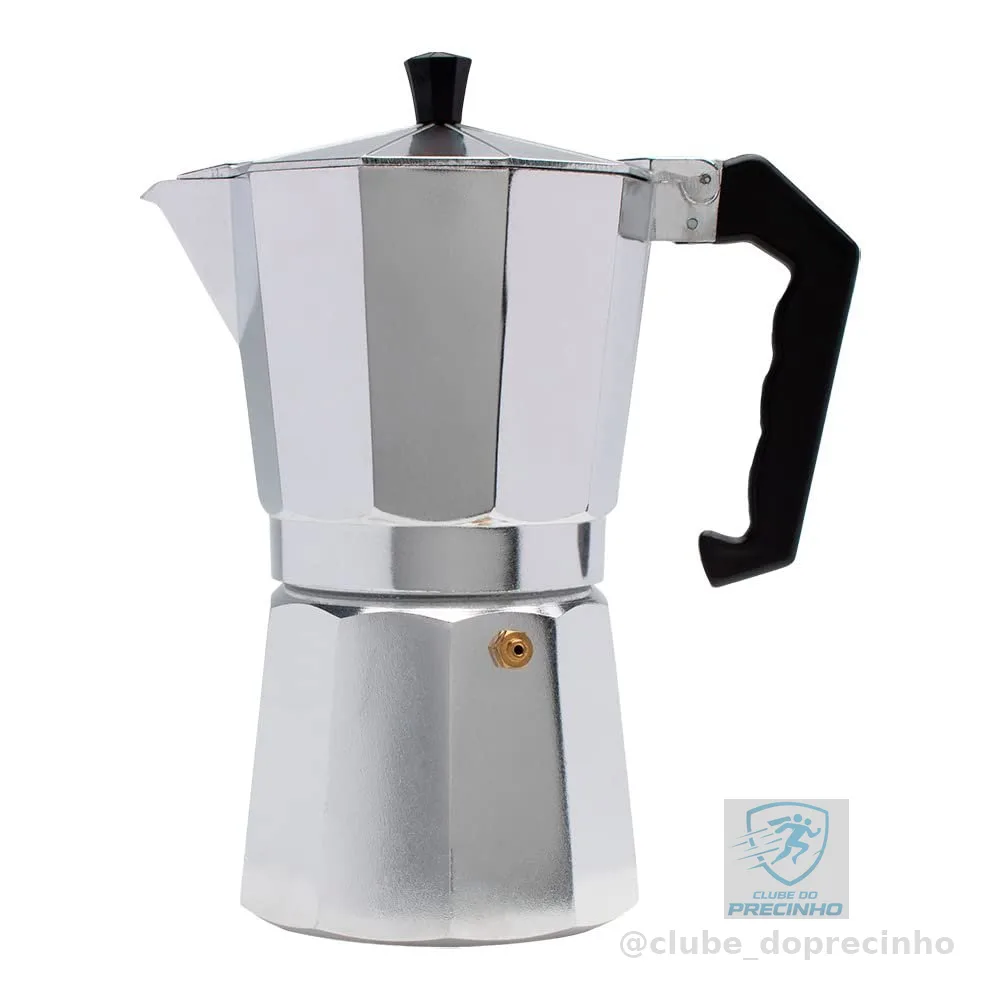 Mimo Style Cafeteira Italiana Moka de Aluminio Com Alça Café Expresso Para 9 Cafézinhos, Capacidade 450 ml, Feita de Materiais Leves e de Alta Qualidade Ideal Para sua Cozinha, Express Coffee