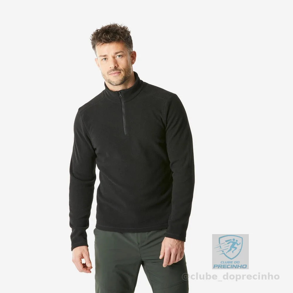 Blusa Fleece Masculina de Trilha Térmica MH100 Quechua Preta