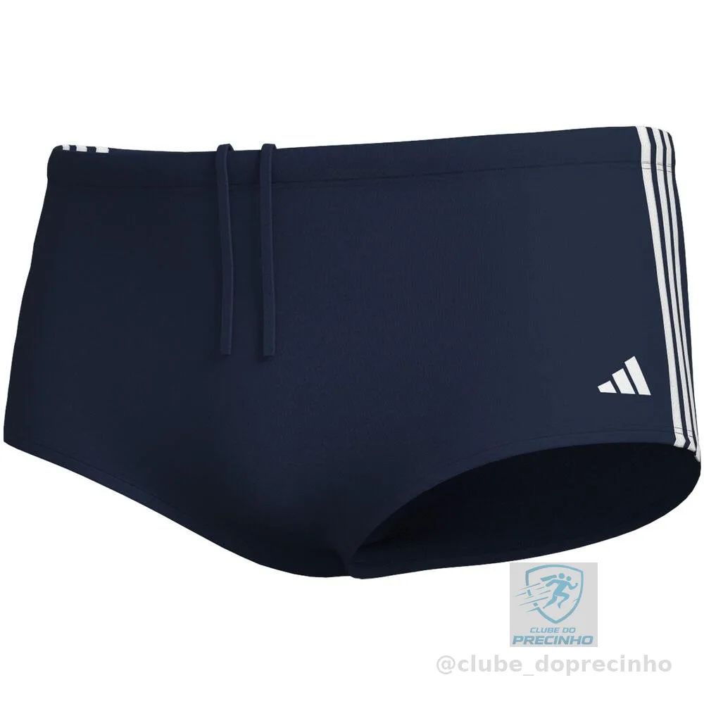 Sunga Boxer Masculina de Natação 3 Listras Adidas Azul Marinho