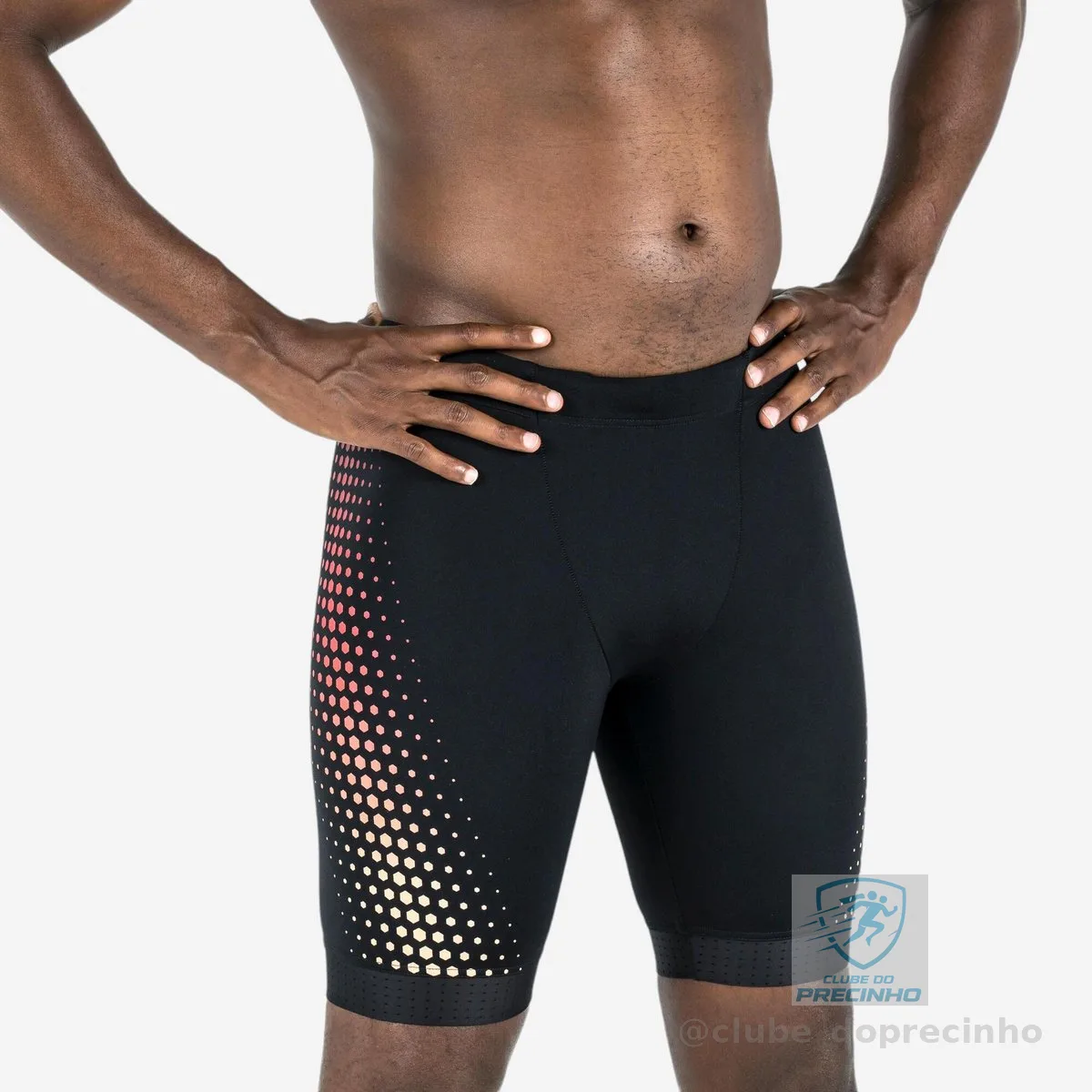 Bermuda Jammer Masculina de Natação Fiti 500 Estampado Nabaiji Preta