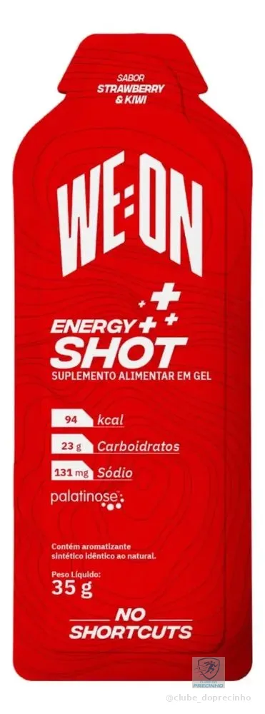 Gel Carbo Carboidrato Energy Shot We:On Morango Kiwi Caixa 10 Sachês Corrida Bike