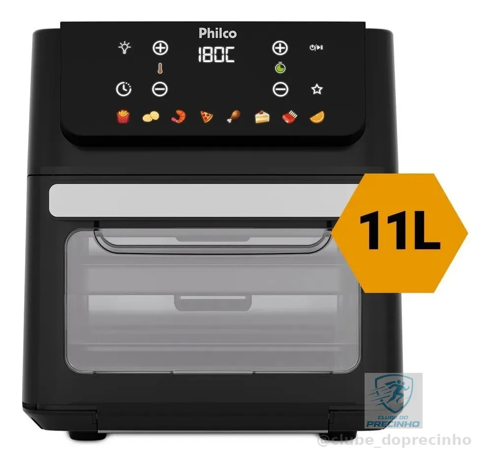 Fritadeira Air Fryer Oven 11 Litros 1800w 8 Funções Philco PAF11B