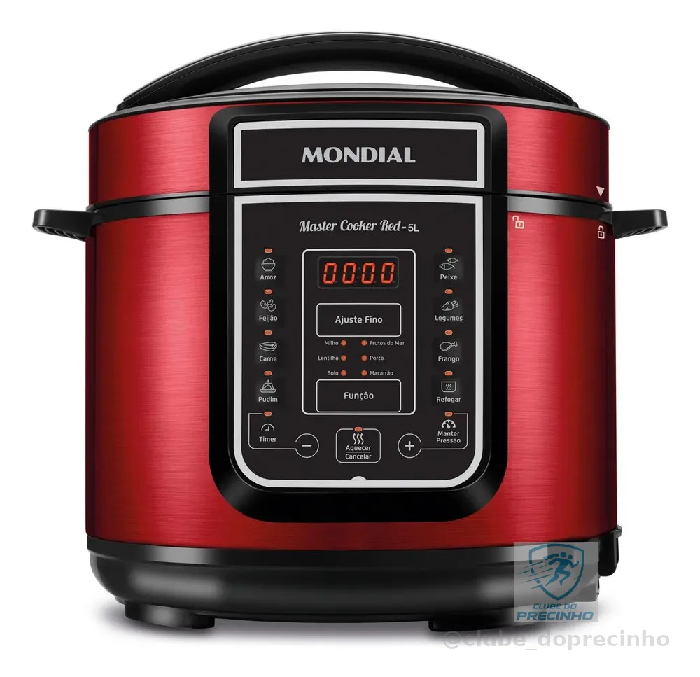 Panela de Pressão Elétrica Digital 5L, Mondial, 900W PE-39 Vermelho