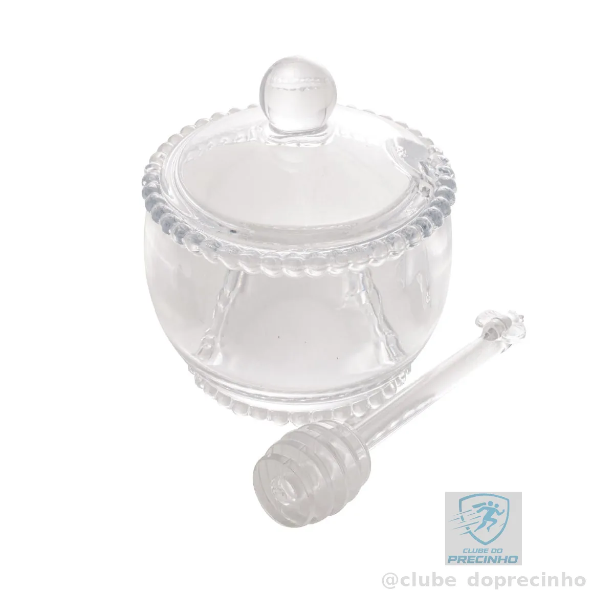 WOLFF - Meleira de Cristal com Colher - 10cm x 10cm x 11cm - Linha Pearl - 200ml