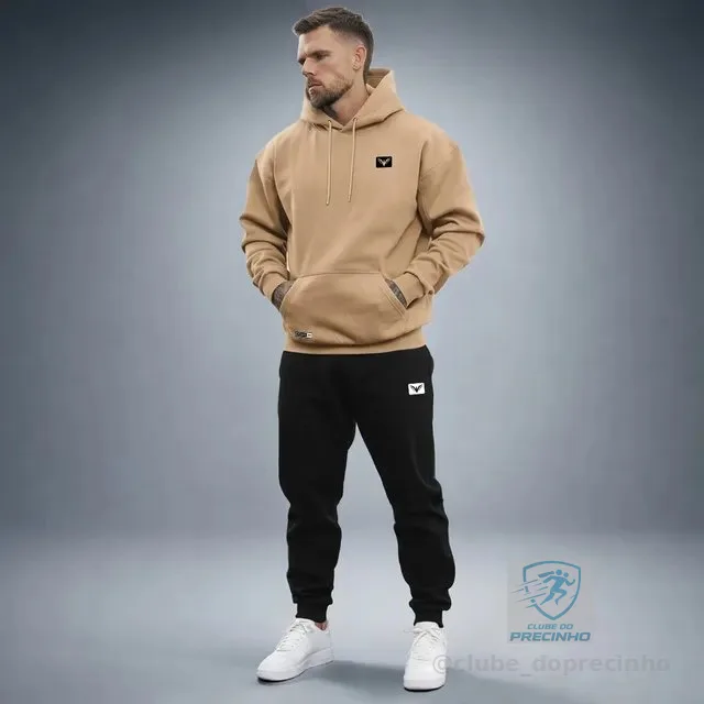 Conjunto De Moletom Polo Calça + Blusa De Frio Kit Masculino