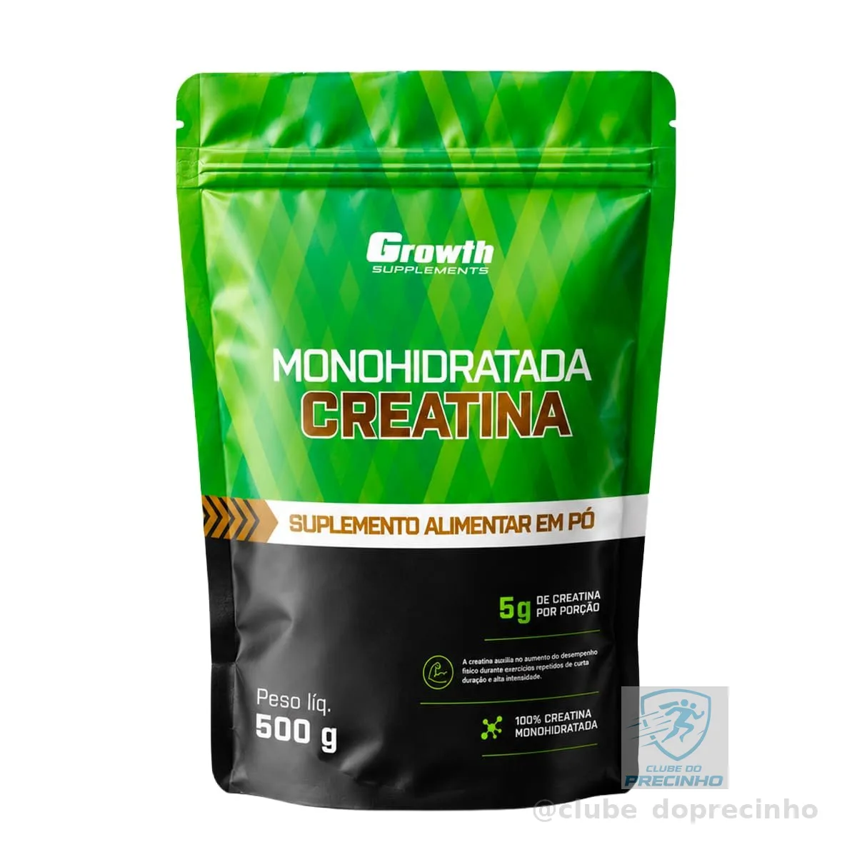 Growth Supplements - Creatina 500g Pouch Treino Musculação Dieta Alta Performance - Growth Supplements