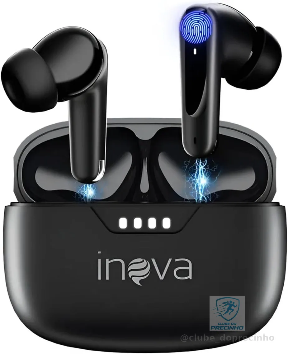 INAVA Fone de Ouvido Bluetooth 3ª Geração, 50 Horas de Bateria, Microfone com Cancelamento de Ruído (ENC)