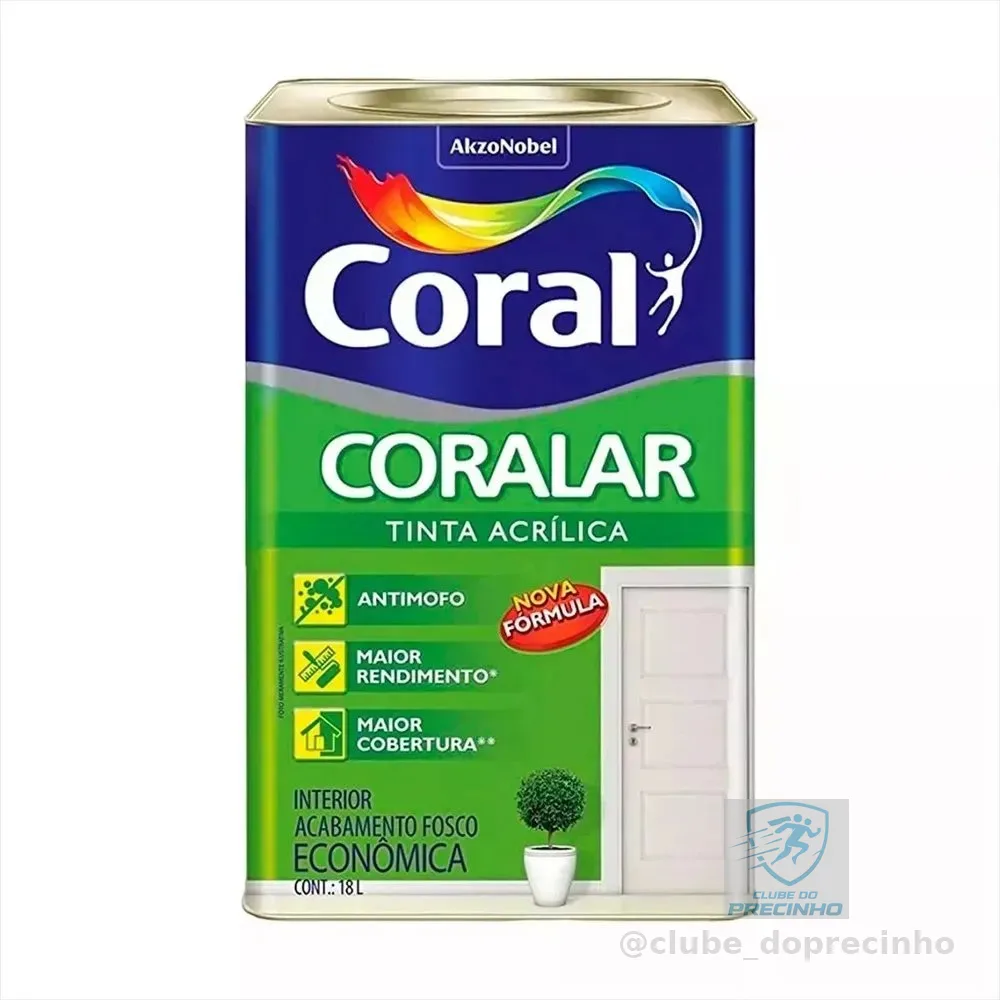 Latex acrílica tinta coral anti mofo branco 18l coralar branco fosco