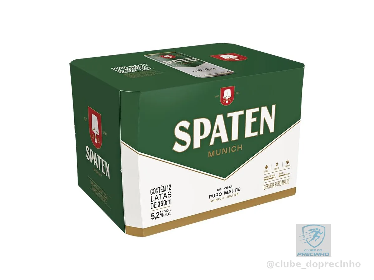 Cerveja Spaten, Puro Malte, Lata 350ml, Pack com 12 unidades