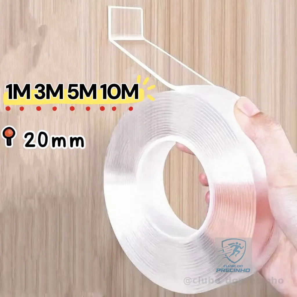Fita Dupla Face Extra Forte Transparente NanoGel Silicone Mágica Adesiva Cola na Parede Móvel Porta