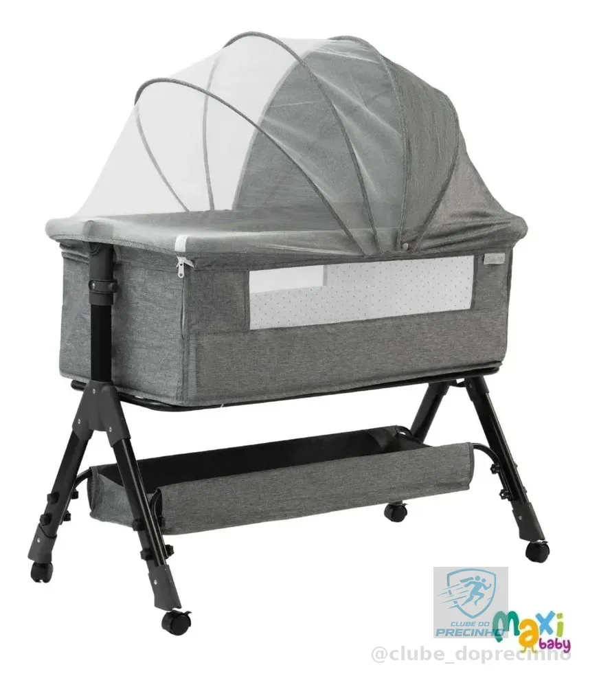 Berço Portátil Funcional Maxy Baby Cinza Belle Cinza