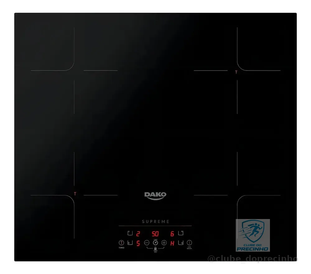 Cooktop de Indução 4 Bocas Dako Supreme Preto com Trava de Segurança