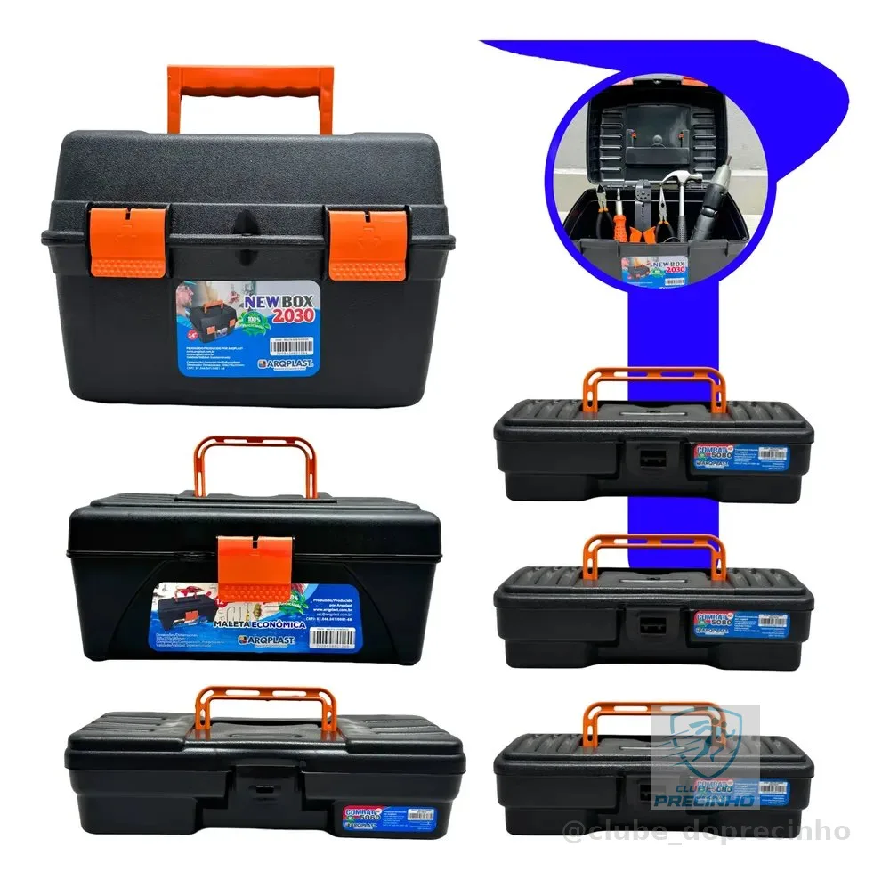 Kit 6 Maletas Ferramentas Caixas Reforçadas Pequena Grande
