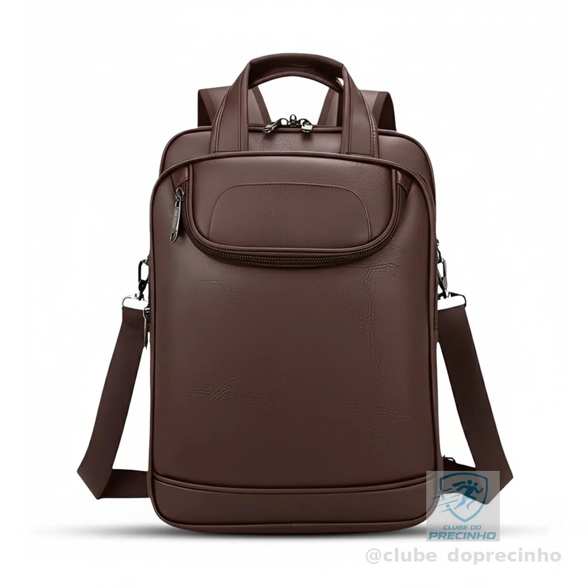 Mochila Couro Reforçada Executiva Grande Mochila para Notebook Trabalho Viagem Escola com Cabo de Aço Impermeável (Marrom)