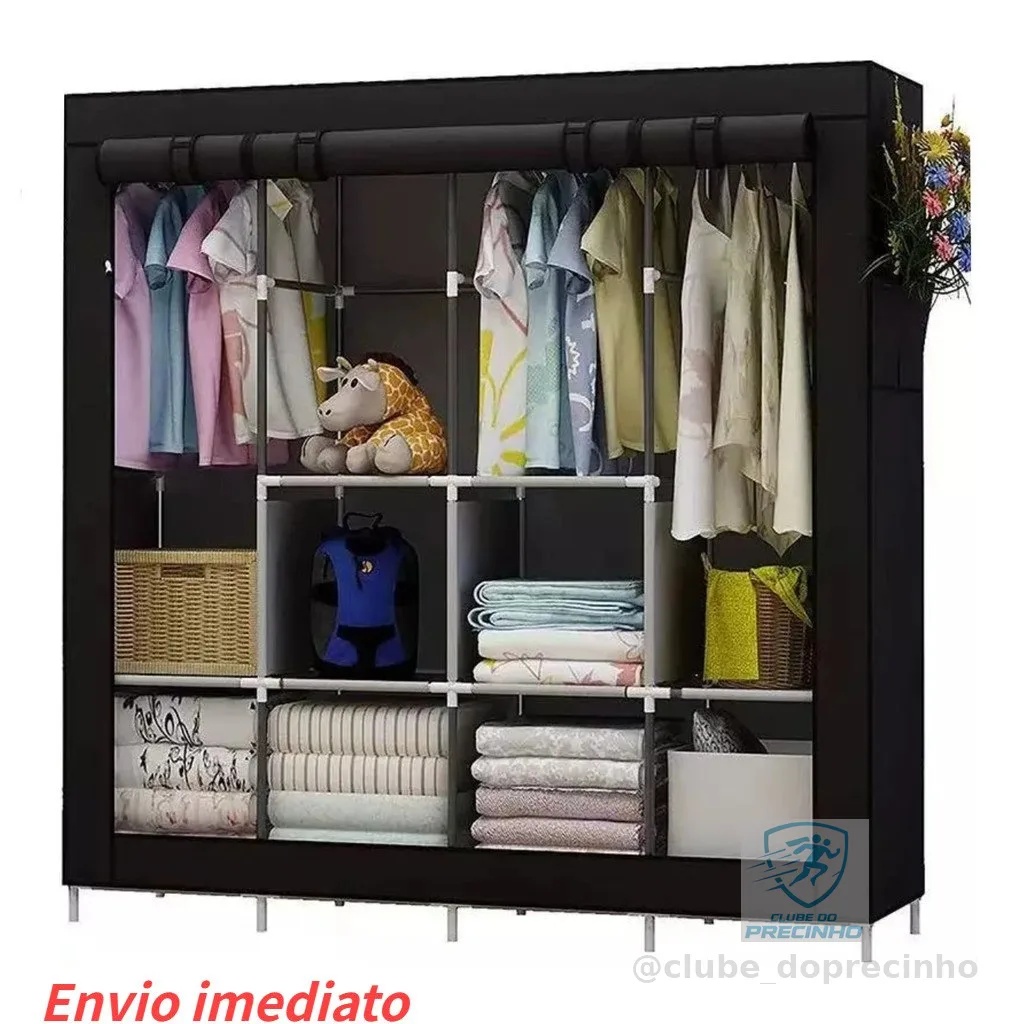 Guarda Roupa Dobrável Arara Portatil Armário Organizador Multiuso Roupeiro Cabideiro Sapateiras