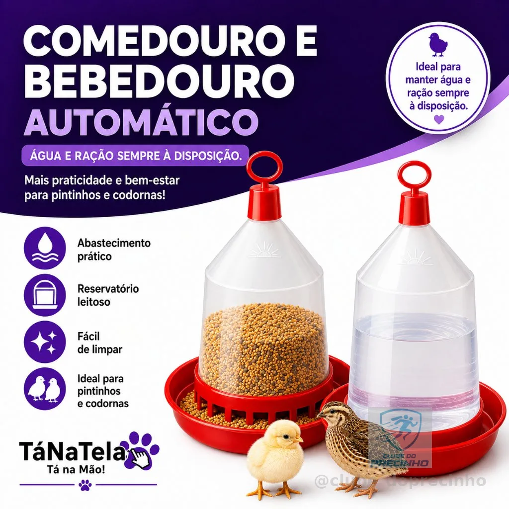 Kit Comedouro e Bebedouro 800ml para Codorna e Pintinho Come/Bebe Aves Resina Plástica Resistente