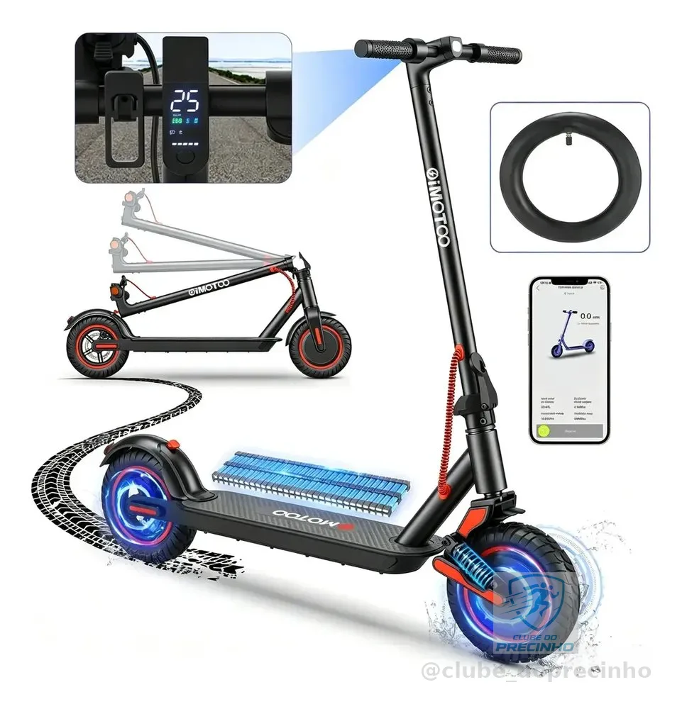 OIMOTOO ES8085 Patinete Elétrico Premium 500w Pneu Aderente 10 polegadas Velocidade Máxima 40km/h Motorizado Até 30km De Autonomia