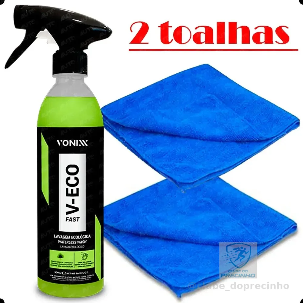 Lava A Seco Vonixx V-eco Fast 500ml + Toalhas Micro Fibra