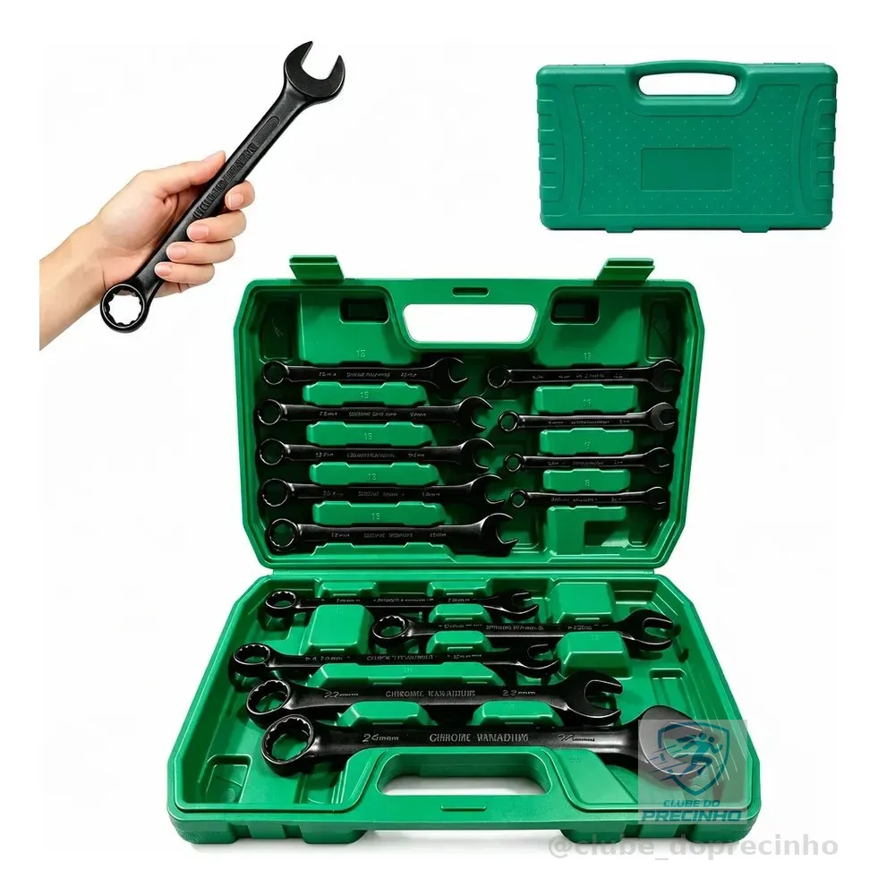 Jogo Chave Combinada Profissional 8 A 24 Mm Com Maleta 14pcs Preto