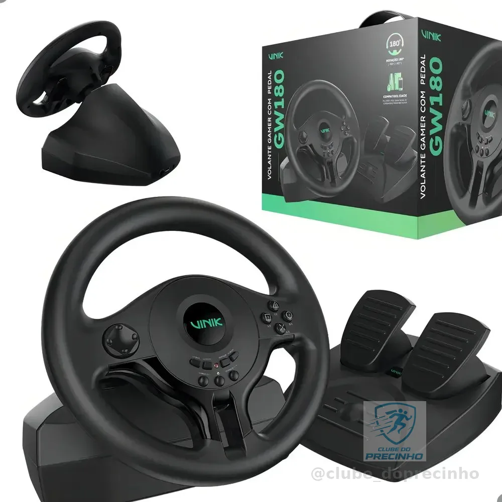Volante Gamer Pc Ps4 Ps3 Xbox Series X/s/one Nintendo Cor Preto