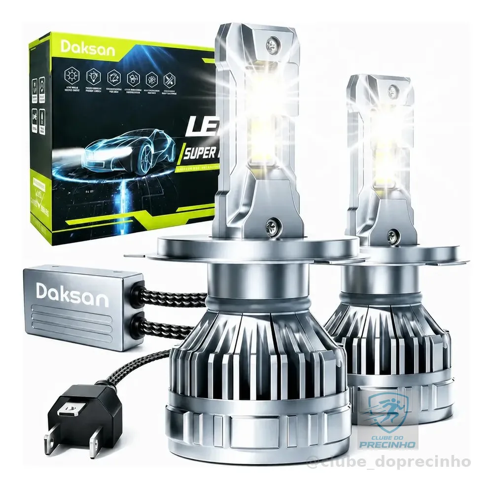 Kit Ultra Led Lâmpadas Super Led H4 6500k 36000lm Canceller H4 Cinza