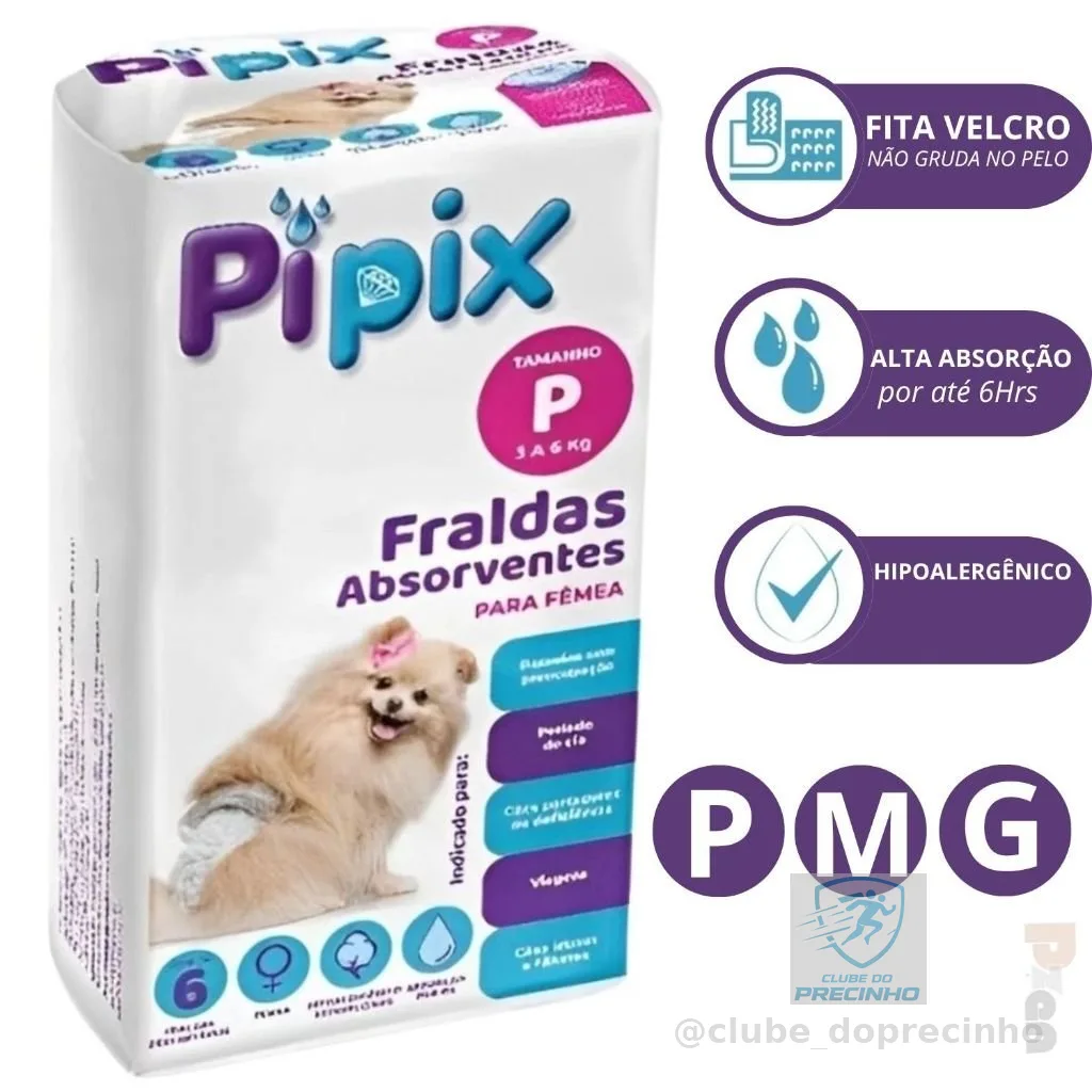 Fralda Descartável para Cachorro Fêmea Fralda Higiênica Para cães Pipix