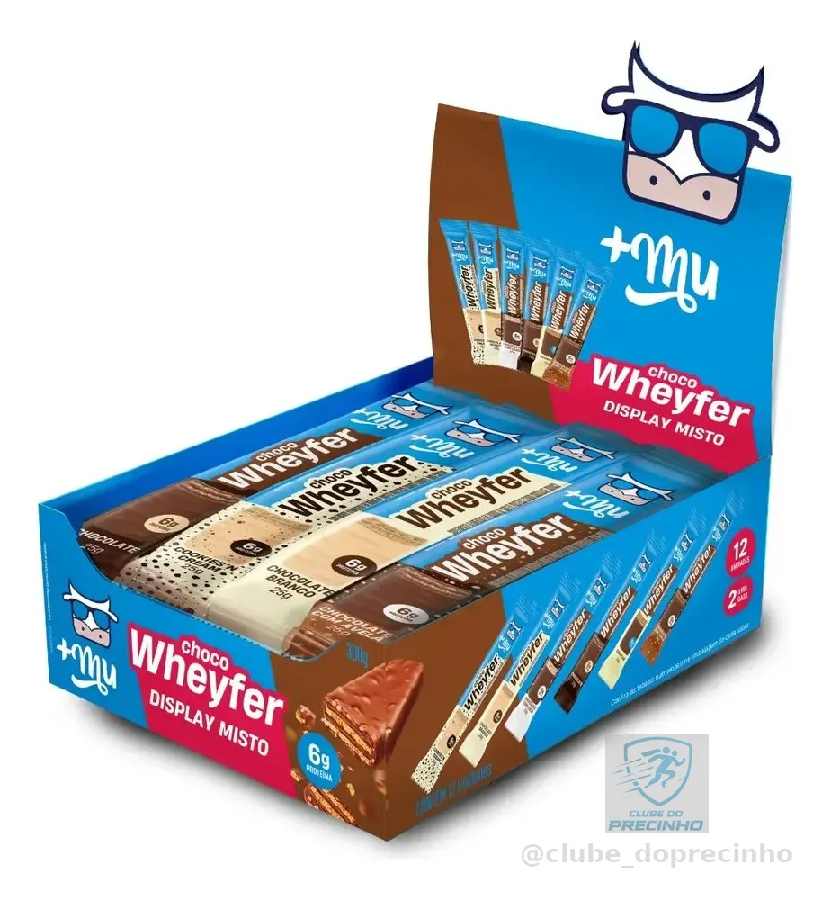 Whey protein +Mu Chocowheyfer em barra de cereais sabor Mix x 300g 12 un
